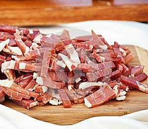 Raw ham, typical high quality Italian salami