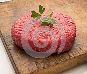 Raw hamburger meat