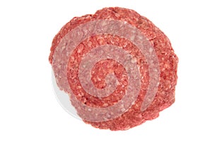 Raw hamburger patty