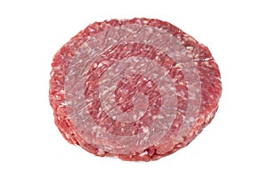 Raw hamburgers with protective film