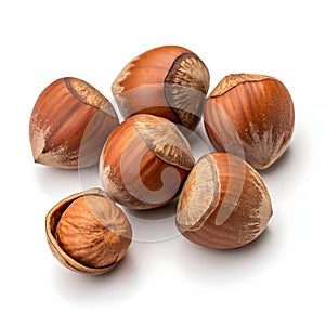 Hazelnuts isolated on white background