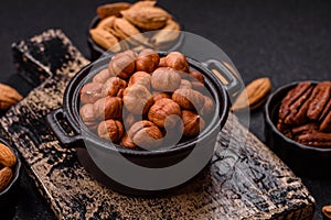Raw hazelnuts without shells in a bowl