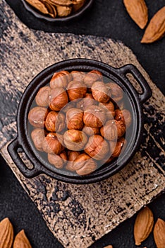 Raw hazelnuts without shells in a bowl