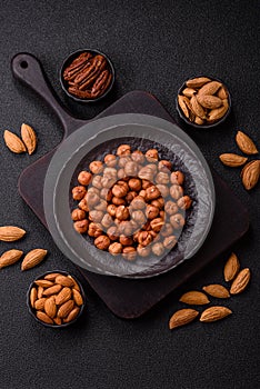 Raw hazelnuts without shells in a bowl