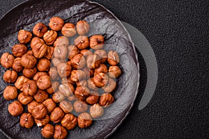 Raw hazelnuts without shells in a bowl
