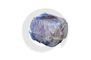 Raw hexagonal deep blue sapphire, aluminium corundum crystal