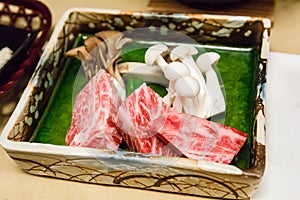 Raw Hida beef.