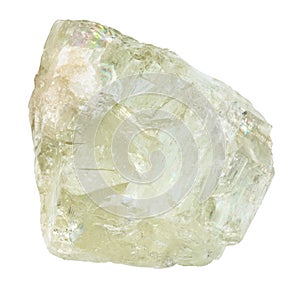 raw hiddenite crystal isolated on white