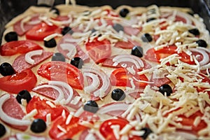 Raw home-made pizza