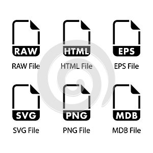 RAW, HTML, EPS, SVG, PNG, MDB, File icon
