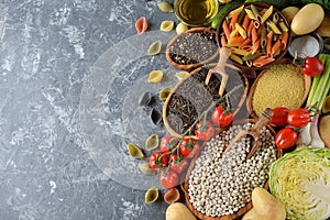 Raw ingredients for vegetarian cuisine