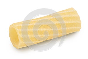 raw italian tortiglioni pasta isolated on white background with full depth of field