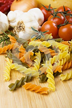 Raw italian tricolore pasta