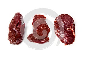 Raw kangaroo meat steaks