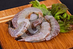 Raw king prawns ready for cooking