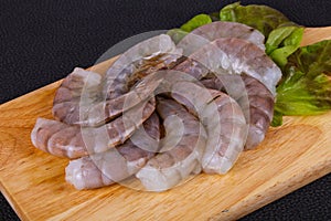 Raw king prawns ready for cooking