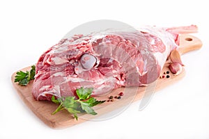 Raw lamb leg