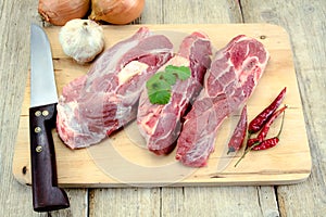 Raw lamb meat on a cutting board