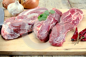 Raw lamb meat on a cutting board