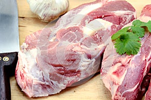 Raw lamb meat on a cutting board