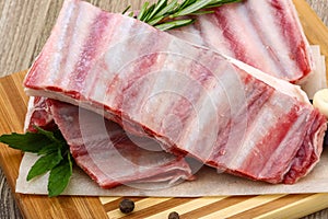 Raw lamb ribs