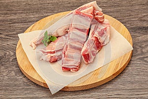 Raw lamb ribs for cooking