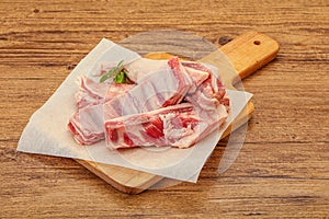 Raw lamb ribs for cooking