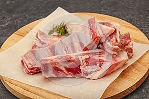 Raw lamb ribs for cooking