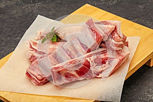 Raw lamb ribs for cooking