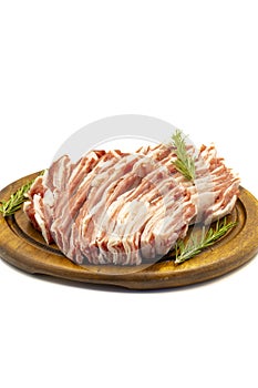 Raw lamb ribs isolated on white background.