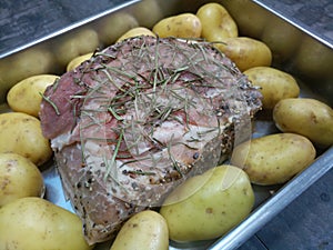 Raw lamb roast