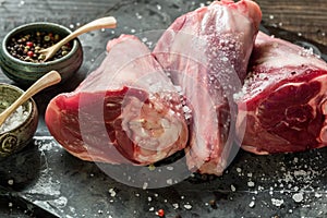 Raw lamb shanks