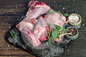 Raw lamb shanks