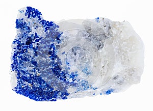 raw lazurite (lapis lazuli) stone on white