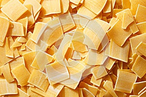 Raw, little square pasta