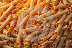 Raw macaroni pasta background. Top view. Food background. generative ai