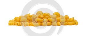 Raw macaroni pasta isolated on white background