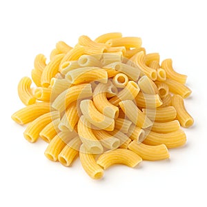 Raw Macaroni Pasta Isolated on White Background