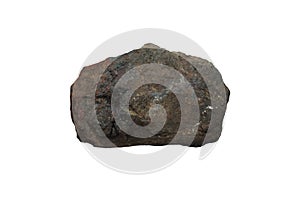 Raw Magnetite mineral stone isolated on white background. iron ores, oxides of iron, ferrimagnetic.