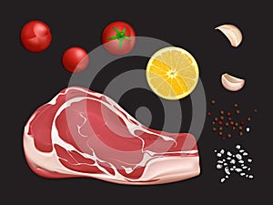 Raw marbled meat fillet, portion to cook