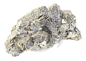 raw Marcasite (white iron pyrite) stone on white