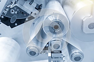 The raw material for plastic bag in the machine.