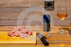raw meat as a preparation in the kitchen