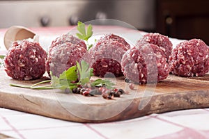 Raw meat balls photo