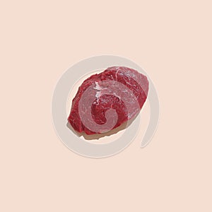 Raw meat on color background