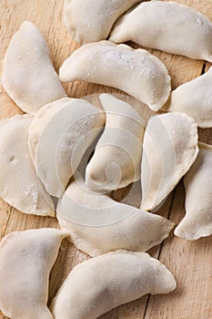 Raw meat dumplings close up