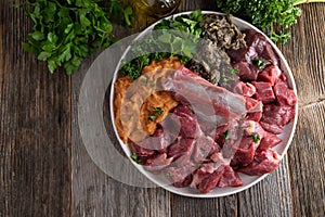 Raw meat feeding or raw food for dogs