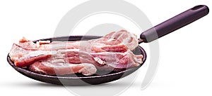 Raw meat in a frying pan