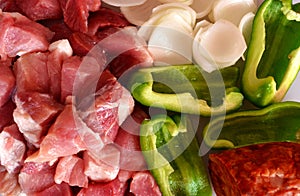 Raw meat and ingredients for spit