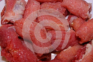 Raw meat roll slavink isolated on white background